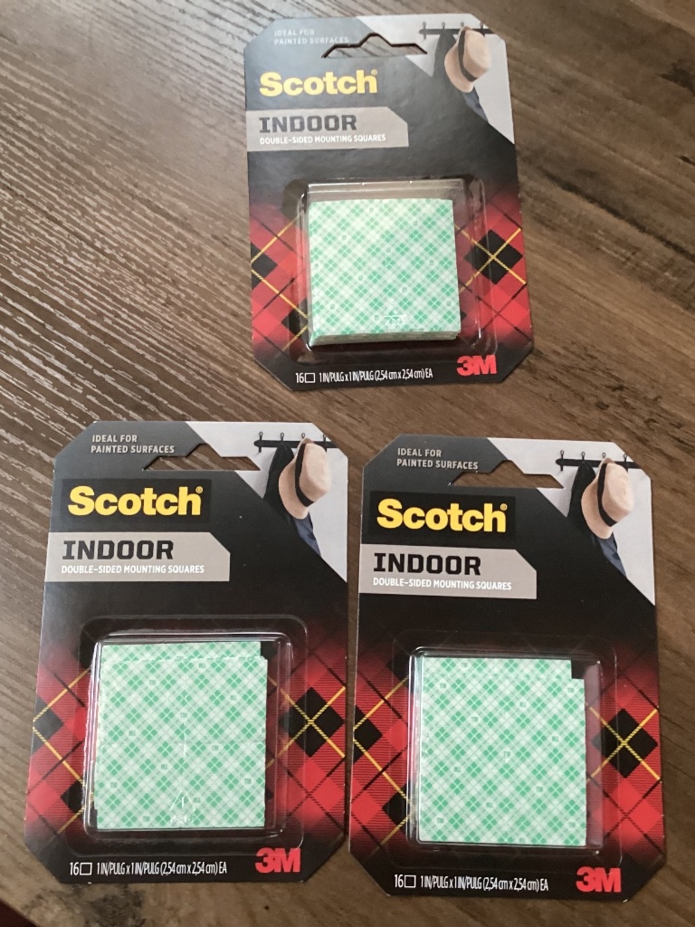 Scotch Double-Sided Mounting Squares (16 squares/pack) New 3-packs